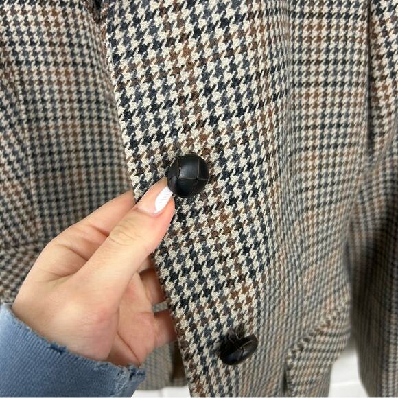 Zara Wool Blend Brown Houndstooth Knit Blazer Jacket Size XS - Picture 7 of 10